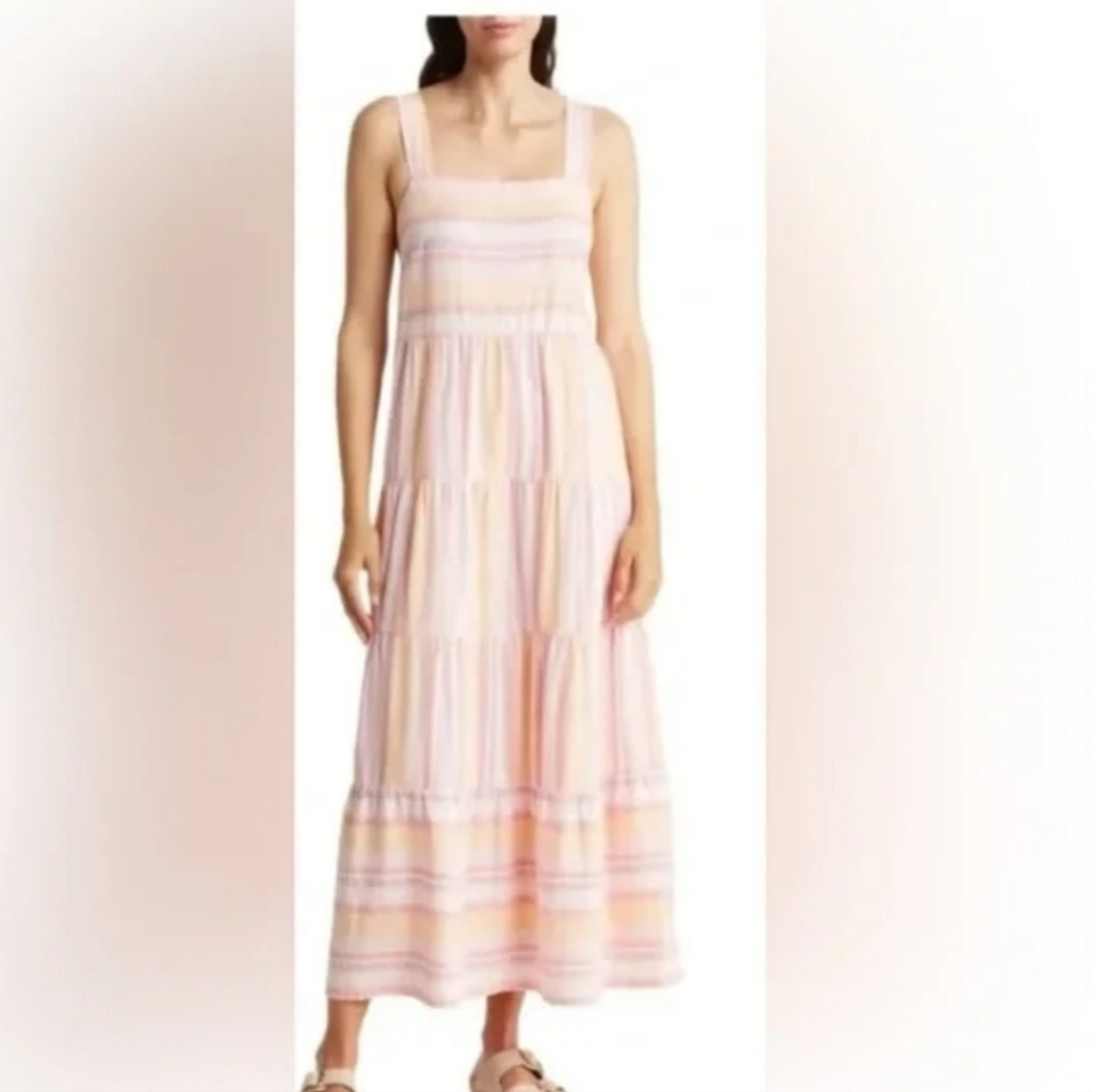Casa Cabana striped maxi dress Pink Orange White size L